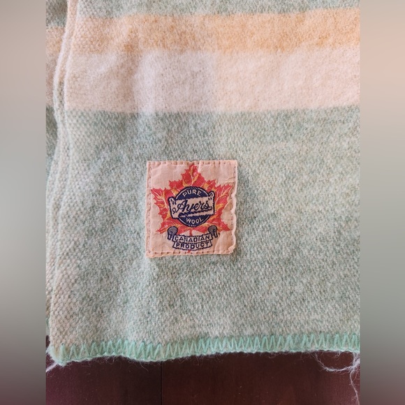 Ayers Green and Yellow Wool Stripped Blanket - Picture 3 of 4